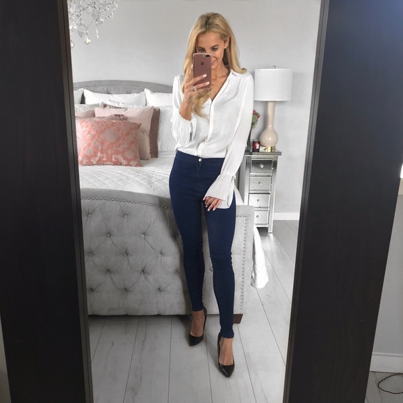 American Apparel High Waist Skinny Jeans Deep Blue - Picture 6 of 8